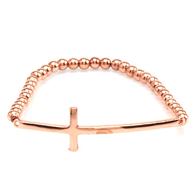 Maria - beaded cross bracelet (rose gold)