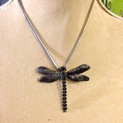 Dragonfly Pendant on Silver Chain*