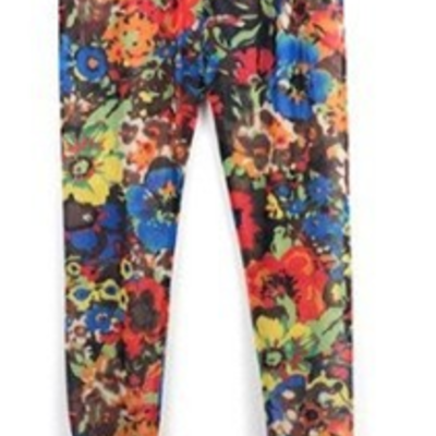 Flower print tights