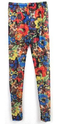 Flower print tights