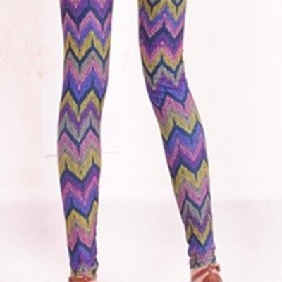 Purple & pink chevron tights