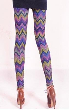 Purple & pink chevron tights