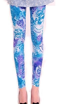 Blue & purple paisley tights