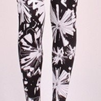 Bold black & white flower tights