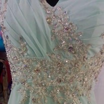 Mint One Shoulder Beaded Dress in Size 10 (Same Day Shipping)
