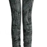 Printed Pockets Fake Denim Tights (2 colors) - Thumbnail 1