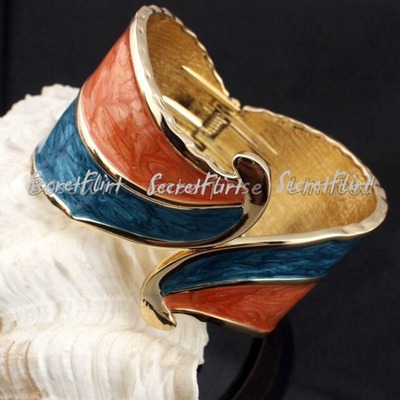 Exaggerated oil-spot leaves glaze opened bangle cuff 