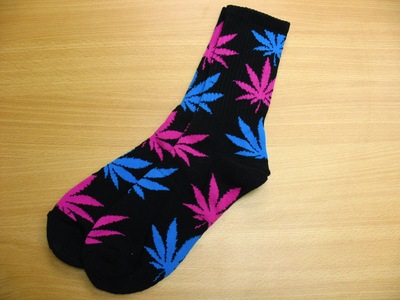 Harajuku Weed Marijuana Crew Socks Black/Lavender/Pink