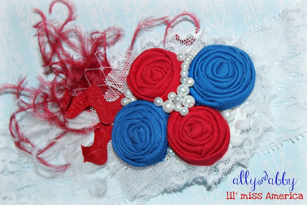 Lil Miss America Red White Blue Couture Headband