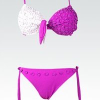 Spaghetti Strap Color Block Polka Dot Bikini - Thumbnail 2