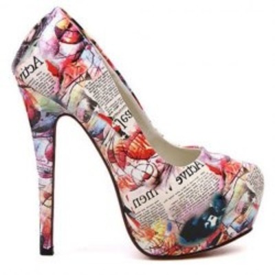 High heels with oil painting printed design 