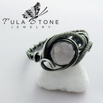 Sterling and Rose Quartz Wire Wrapped Ring