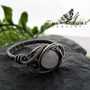 Sterling and Rose Quartz Wire Wrapped Ring-2