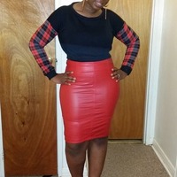 Red Faux Leather Mini - Thumbnail 3