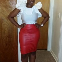 Red Faux Leather Mini - Thumbnail 4