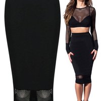 Black Fish net skirt set - Thumbnail 2