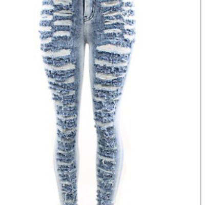 High waist distressed jeans