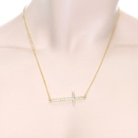 Rhinestone Cross Necklace - Thumbnail 1