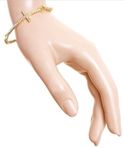 Stretch Rhinestone Cross Bracelet