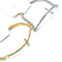 Stretch Rhinestone Cross Bracelet - Thumbnail 1