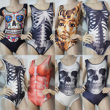 Fashion skeleton skulls muscle anatomy sugar skull bodysuit swimwear