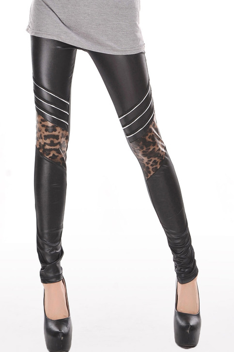 Black Leopard Knees Leggings