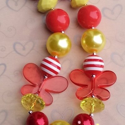 Purple and red/yellow butterfly chunky necklaces perfect girl photo props