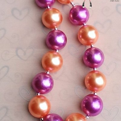 Chunky rainbow purple sherbert & lady bug inspired pearl necklaces perfect photo props for girls