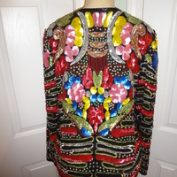 Vintage Joan Leslie Flower Sequins Jacket Size L - Thumbnail 3