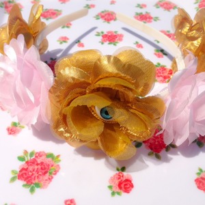 Pink & Gold Rose Headband