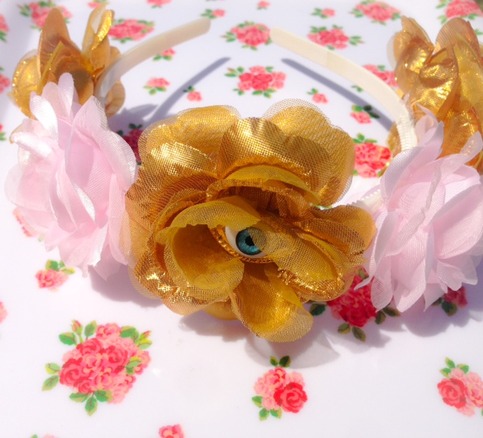 Pink & Gold Rose Headband