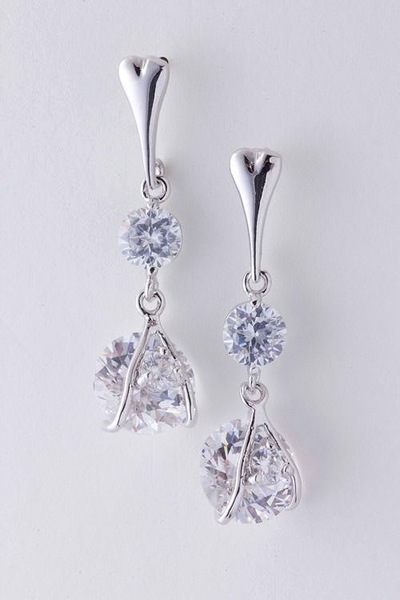 Round Crystal Link Drop Earrings