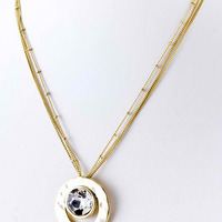 Round Crystal Pendant Necklace - Thumbnail 1
