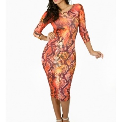 Snake print orange dress