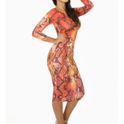 Snake print orange dress