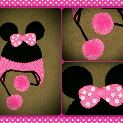 Mouse hat: hot pink and black