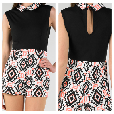 Two toned aztec romper
