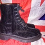 Black Crushed Velvet Dr Doc Martens - Goth Hippy Vegan - UK 3*36 EU*5 US-3