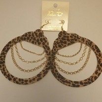 Cheetah Print Chain Hoop Earrings
