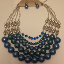 Blue Pearl Costume Jewelry Set 