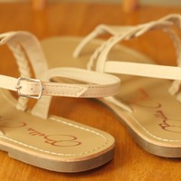 Beige T-strap Sandal - Thumbnail 2