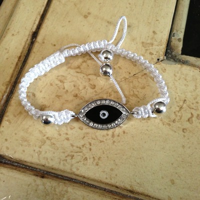 White evil eye bracelet