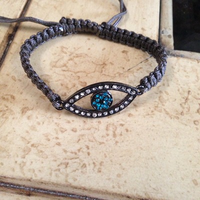 Gray evil eye bracelet