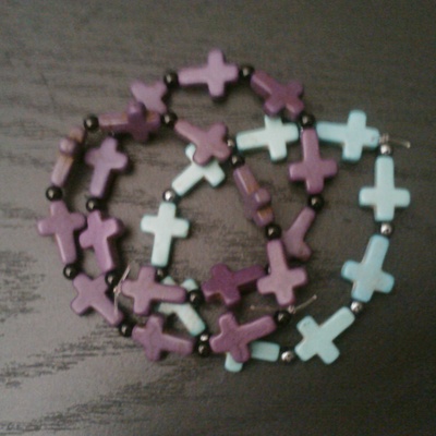 Purple or turquoise cross bracelet