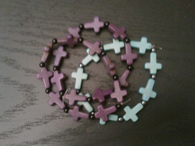 Purple or Turquoise Cross Bracelet