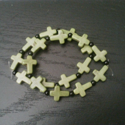 Green with black cross bracelet