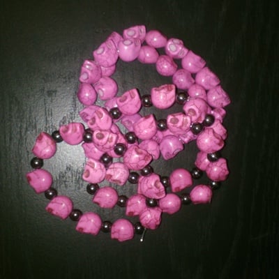 Hot pink skulls bracelet