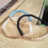 Small Bead Pyramid Bar Bracelet - Thumbnail 1