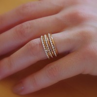 Hammered 6 Band 14k Gold fill  & Beaded Sterling Silver Stacking / Stackable / Stack Rings - Thumbnail 1
