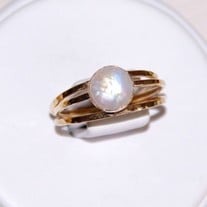 14K gold filled stack/stacking/stackable moonstone rings - moonstone ring- modern October stacking gemstone ring